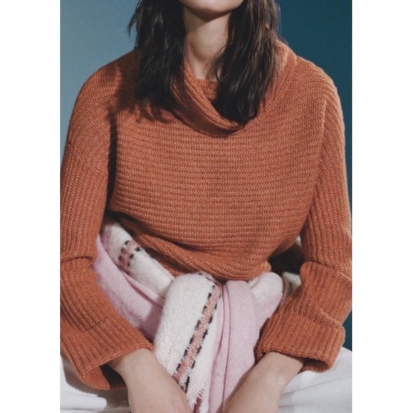 ANTHROPOLOGIE Pilcro Cowl Neck Sweater Cedar Rust Size XXS Winter Cozy Anthro - Picture 1 of 7